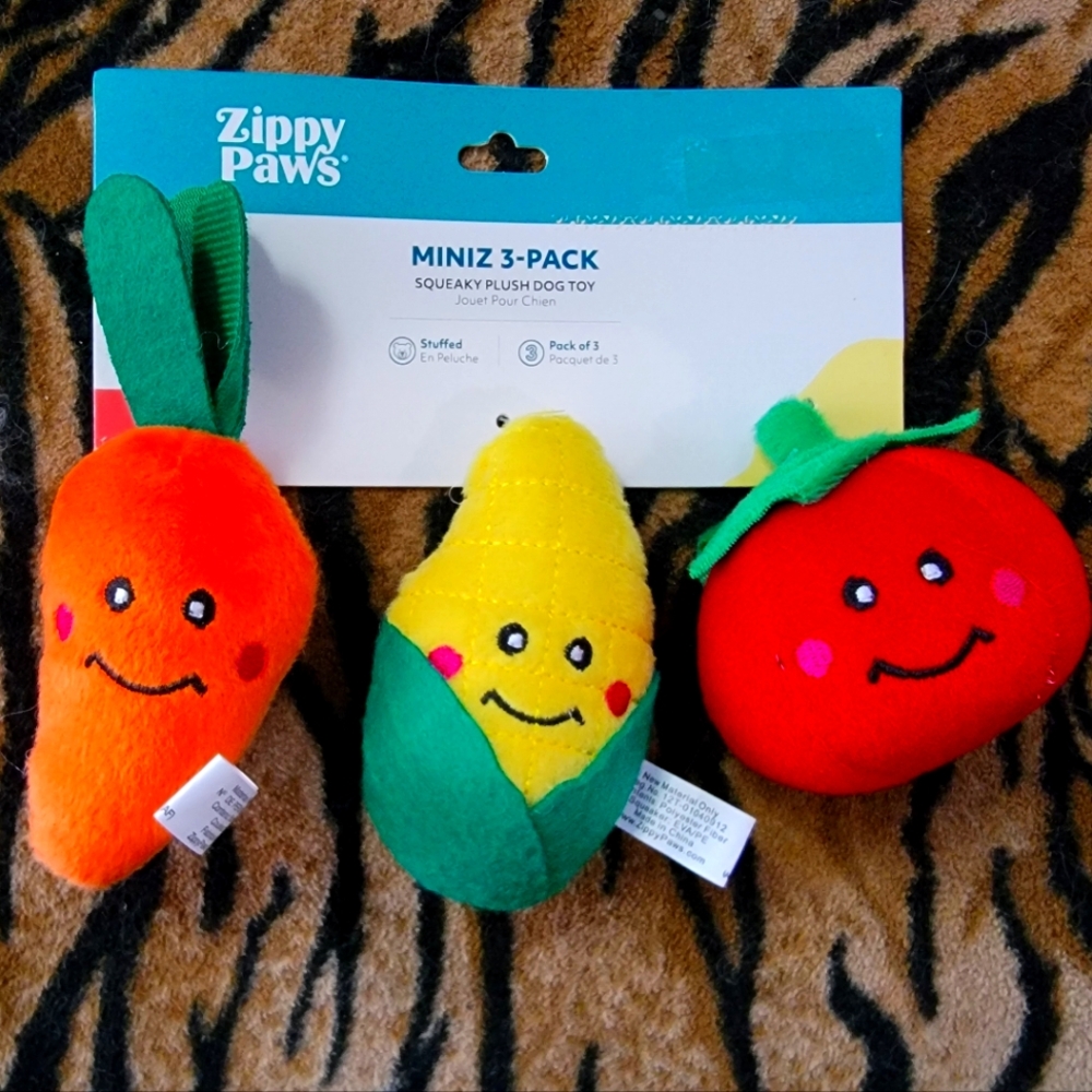 ZippyPaws Dog Puppy Mini 3-Pack Fall Harvest  Squeaky Plush Toys Ea